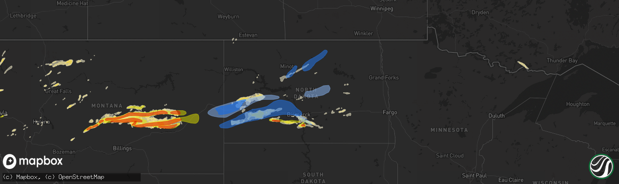 Hail Map in North Dakota on July 9 2022 HailTrace